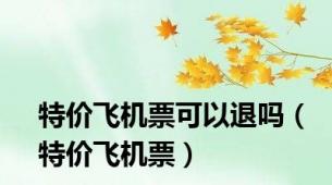 特价飞机票可以退吗（特价飞机票）