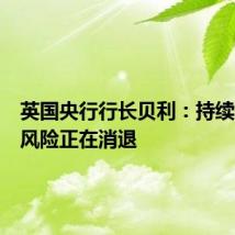 英国央行行长贝利:持续通胀的风险正在消退