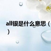 all银是什么意思（all银）