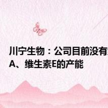 川宁生物:公司目前没有维生素A、维生素E的产能