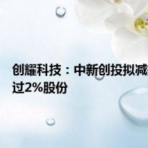 创耀科技:中新创投拟减持不超过2%股份