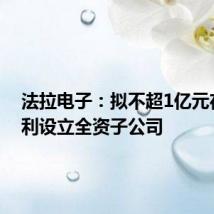 法拉电子:拟不超1亿元在匈牙利设立全资子公司