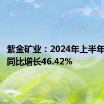 紫金矿业:2024年上半年净利润同比增长46.42%