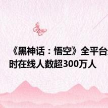 《黑神话:悟空》全平台最高同时在线人数超300万人
