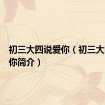 初三大四说爱你(初三大四我爱你简介)