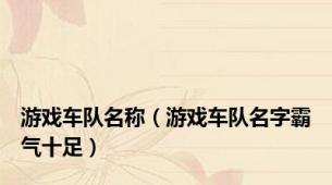 游戏车队名称（游戏车队名字霸气十足）