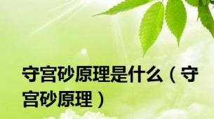守宫砂原理是什么（守宫砂原理）