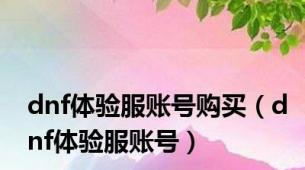 dnf体验服账号购买（dnf体验服账号）