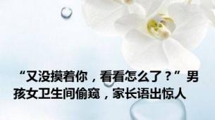 “又没摸着你，看看怎么了？”男孩女卫生间偷窥，家长语出惊人