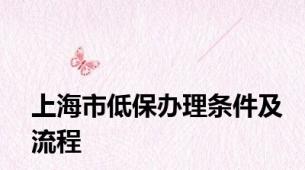 上海市低保办理条件及流程