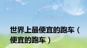 世界上最便宜的跑车（便宜的跑车）