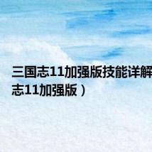 三国志11加强版技能详解（三国志11加强版）