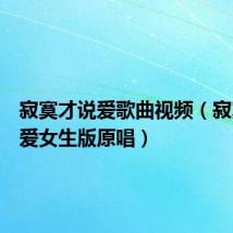 寂寞才说爱歌曲视频（寂寞才说爱女生版原唱）