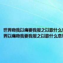 世界吻我以痛要我报之以歌什么意思(世界以痛吻我要我报之以歌什么意思)