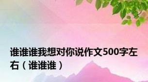 谁谁谁我想对你说作文500字左右（谁谁谁）