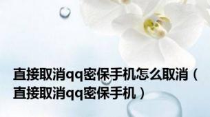 直接取消qq密保手机怎么取消（直接取消qq密保手机）