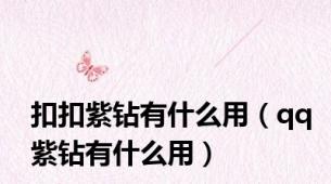 扣扣紫钻有什么用（qq紫钻有什么用）