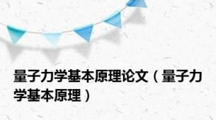 量子力学基本原理论文（量子力学基本原理）