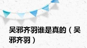 吴邪齐羽谁是真的（吴邪齐羽）