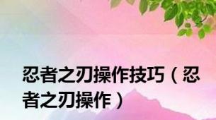 忍者之刃操作技巧（忍者之刃操作）