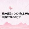 莱绅通灵：2024年上半年净利润亏损3706.52万元