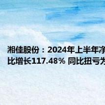 湘佳股份:2024年上半年净利润同比增长117.48% 同比扭亏为盈