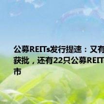 公募REITs发行提速：又有2单产品获批，还有22只公募REITs等待上市
