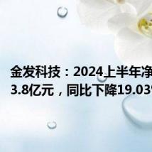 金发科技:2024上半年净利润为3.8亿元,同比下降19.03%