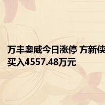 万丰奥威今日涨停 方新侠席位净买入4557.48万元