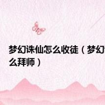 梦幻诛仙怎么收徒(梦幻诛仙怎么拜师)