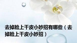 去掉脸上干皮小妙招有哪些（去掉脸上干皮小妙招）