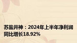 苏盐井神：2024年上半年净利润同比增长18.92%