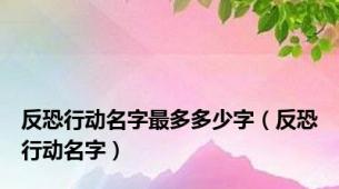 反恐行动名字最多多少字（反恐行动名字）