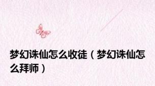 梦幻诛仙怎么收徒（梦幻诛仙怎么拜师）