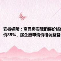 安徽铜陵：商品房实际销售价格低于备案价85%，房企应申请价格调整备案手续