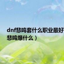 dnf悲鸣套什么职业最好（dnf悲鸣爆什么）