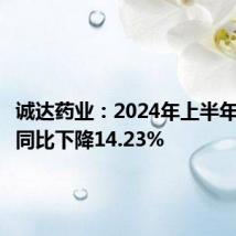诚达药业:2024年上半年净利润同比下降14.23%