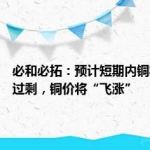必和必拓：预计短期内铜将出现过剩，铜价将“飞涨”