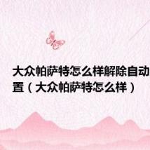 大众帕萨特怎么样解除自动落锁装置(大众帕萨特怎么样)