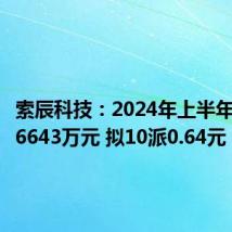 索辰科技:2024年上半年净亏损6643万元 拟10派0.64元