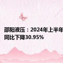 邵阳液压:2024年上半年净利润同比下降30.95%
