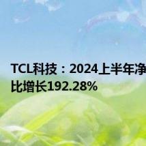 TCL科技：2024上半年净利润同比增长192.28%
