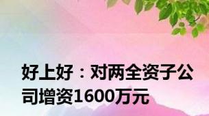 好上好：对两全资子公司增资1600万元
