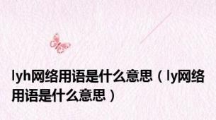 lyh网络用语是什么意思（ly网络用语是什么意思）