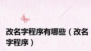 改名字程序有哪些（改名字程序）