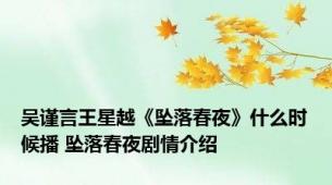 吴谨言王星越《坠落春夜》什么时候播 坠落春夜剧情介绍