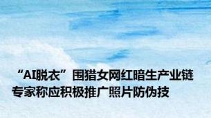 “AI脱衣”围猎女网红暗生产业链 专家称应积极推广照片防伪技