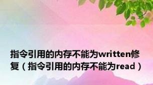 指令引用的内存不能为written修复（指令引用的内存不能为read）