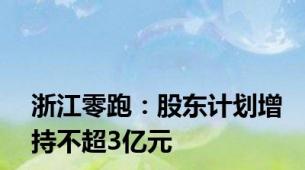 浙江零跑：股东计划增持不超3亿元