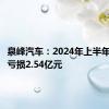 泉峰汽车：2024年上半年净利润亏损2.54亿元